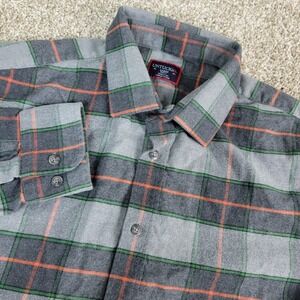 Untuckit Slim Fit Mens Large Gray Plaid Button Up Flannel Long Sleeve